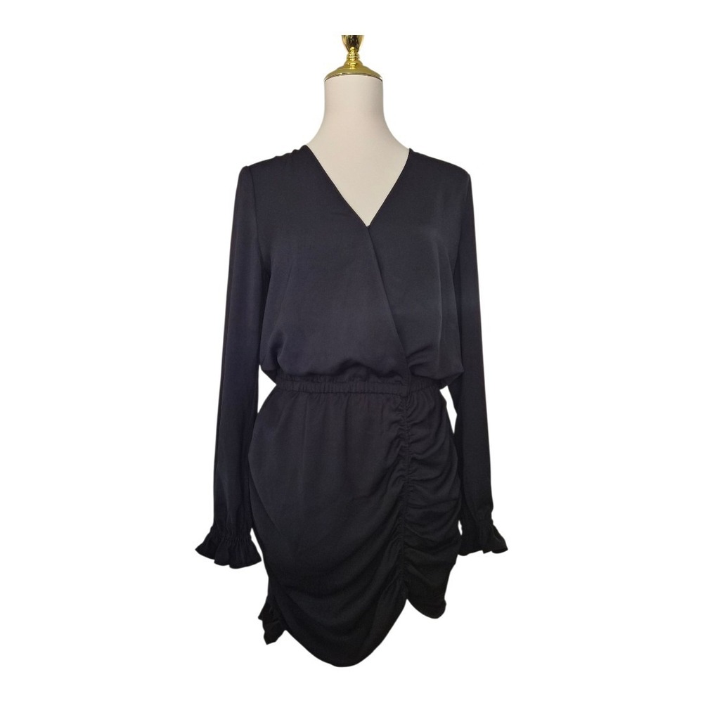 Ramy Brook Foxy Black Ruched Mini Dress‎ Size Xs New
